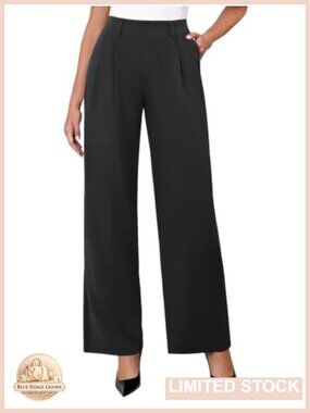 Wide Leg Dress Pants Stretchy High Waisted Work Pants